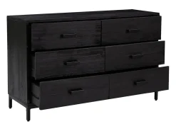 Aparador de madera maciza pino reciclada negro 110x35x70 cm