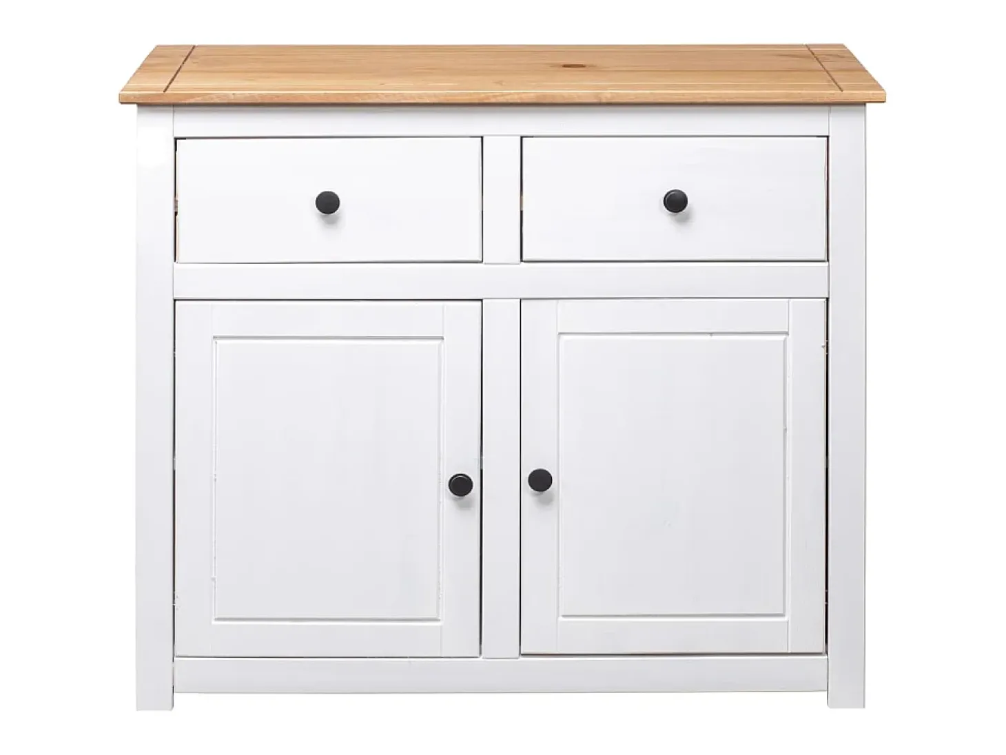 Aparador de madera maciza pino estilo Panamá blanco 93x40x80 cm ES48589