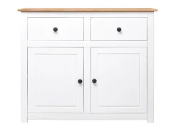 Aparador de madera maciza pino estilo Panamá blanco 93x40x80 cm ES48589