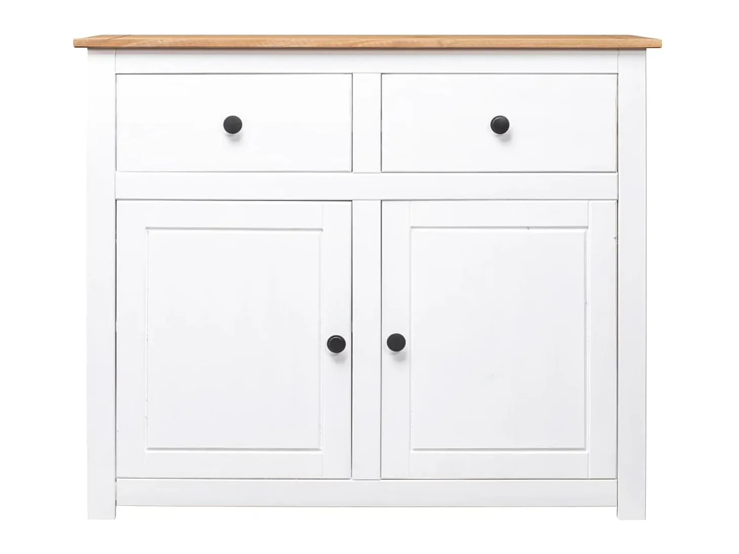 Aparador de madera maciza pino estilo Panamá blanco 93x40x80 cm ES48589