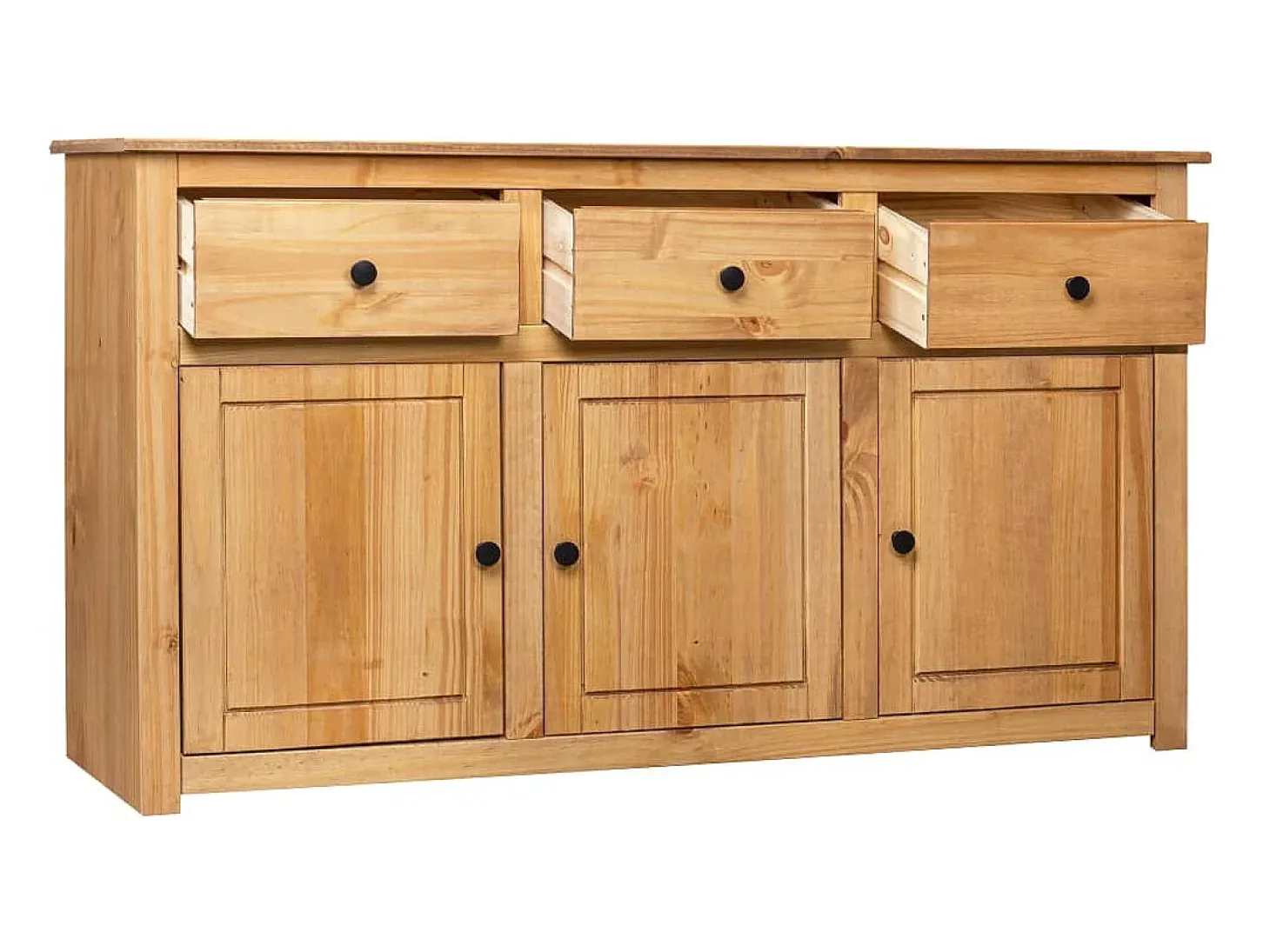 Aparador de madera maciza de pino estilo Panamá 135x40x80 cm ES96952
