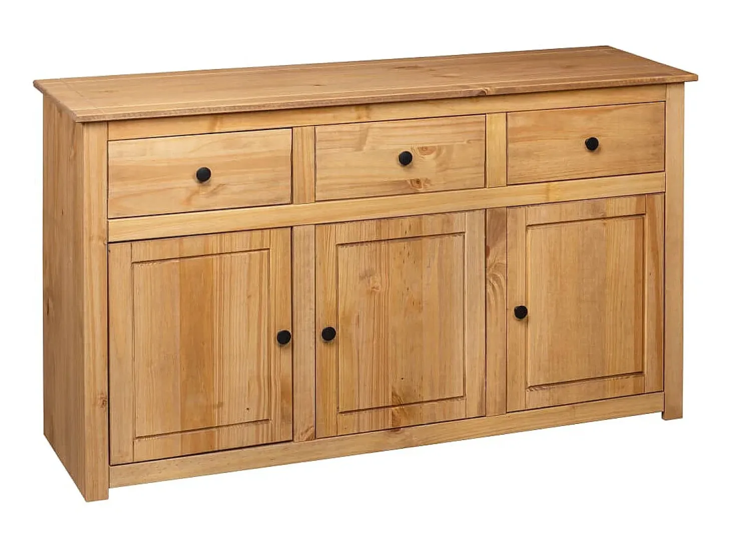 Aparador de madera maciza de pino estilo Panamá 135x40x80 cm ES96952
