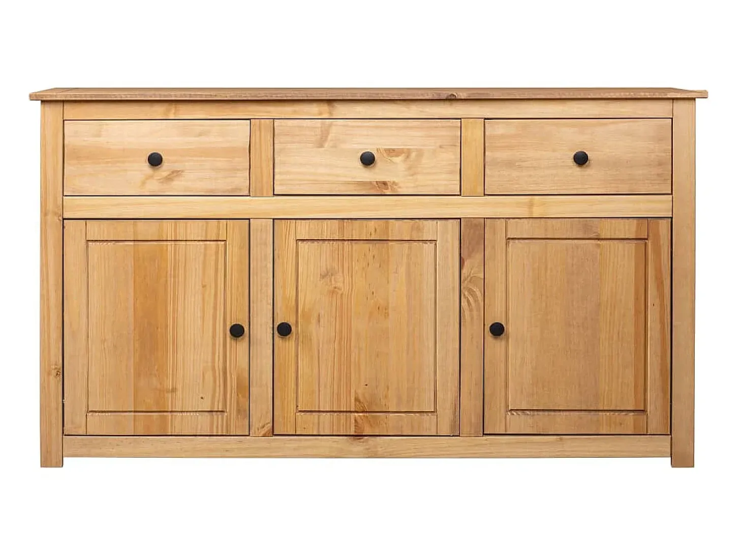Aparador de madera maciza de pino estilo Panamá 135x40x80 cm ES96952