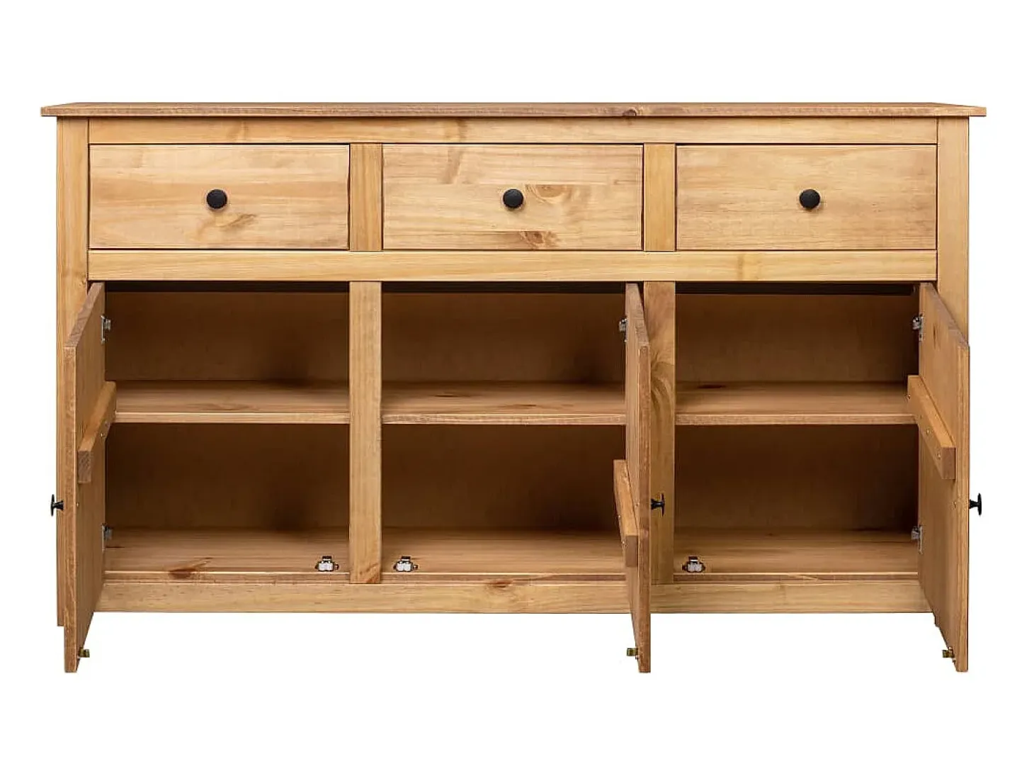 Aparador de madera maciza de pino estilo Panamá 135x40x80 cm ES96952