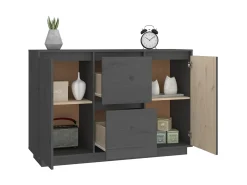 Aparador de madera maciza de pino gris 111x34x75 cm ES10055