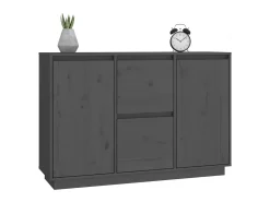 Aparador de madera maciza de pino gris 111x34x75 cm ES10055
