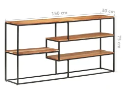 Aparador de madera maciza de acacia 150x30x75 cm