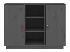 Aparador de madera maciza de pino gris 100x40x75 cm ES69364