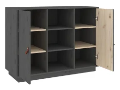 Aparador de madera maciza de pino gris 100x40x75 cm ES69364