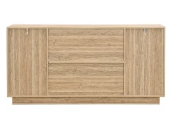 Aparador de madera natural con estantes, estilo reboteador, perfecto para la sala de estar o la cocina.