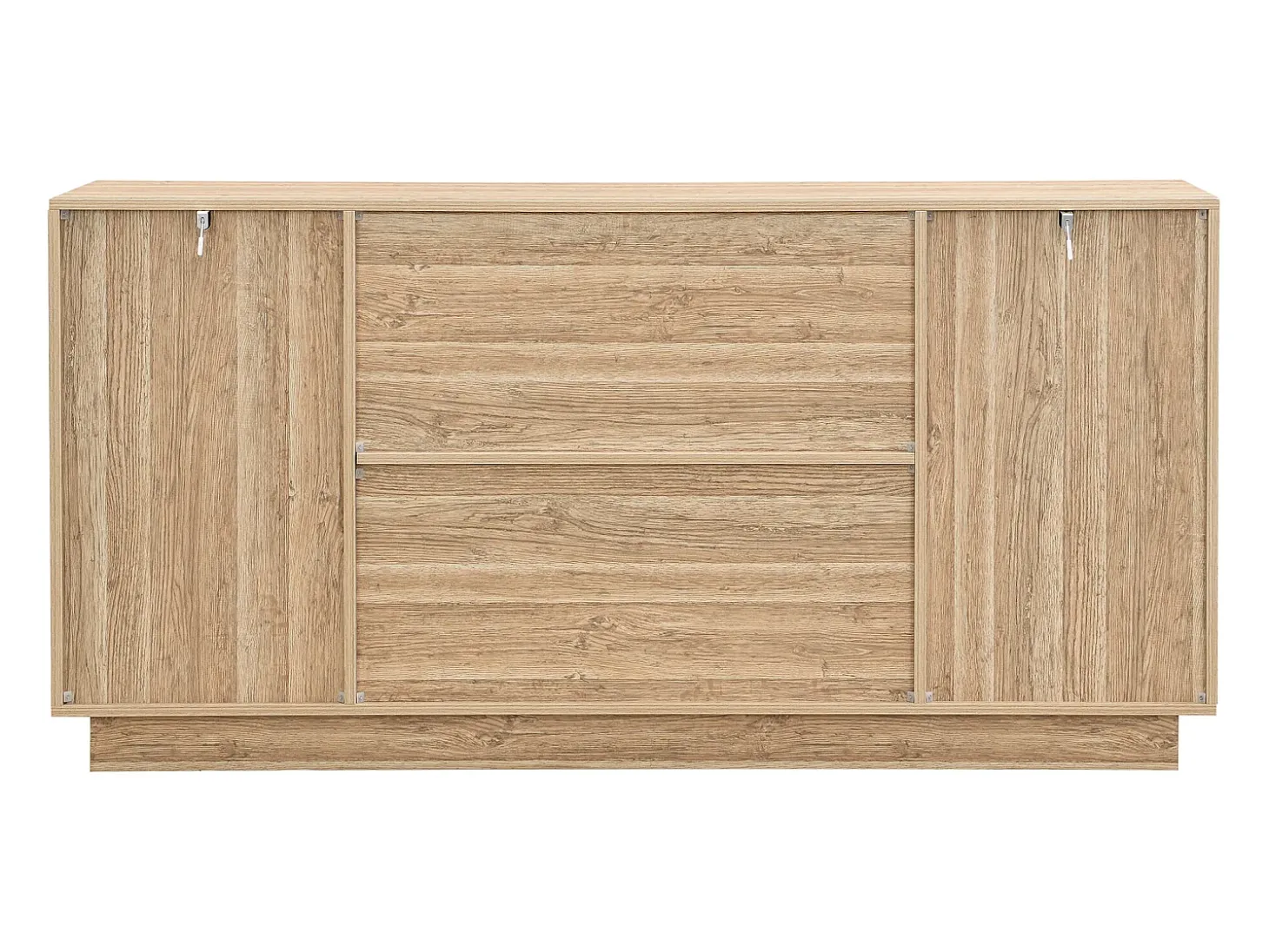 Aparador de madera natural con estantes, estilo reboteador, perfecto para la sala de estar o la cocina.