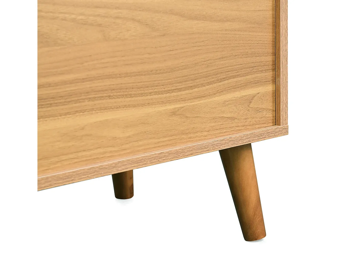 Aparador de madera natural oscura con 6 cajones, tiradores metálicos, dimensiones 120 x 40 x 76,5 cm