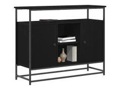 Aparador de madera negra 100x35x80 cm en madera de ingeniería y acero
