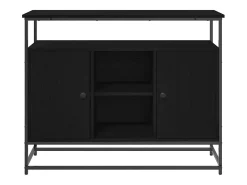 Aparador de madera negra 100x35x80 cm en madera de ingeniería y acero
