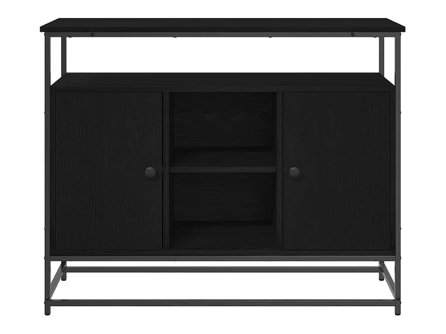 Aparador de madera negra 100x35x80 cm en madera de ingeniería y acero