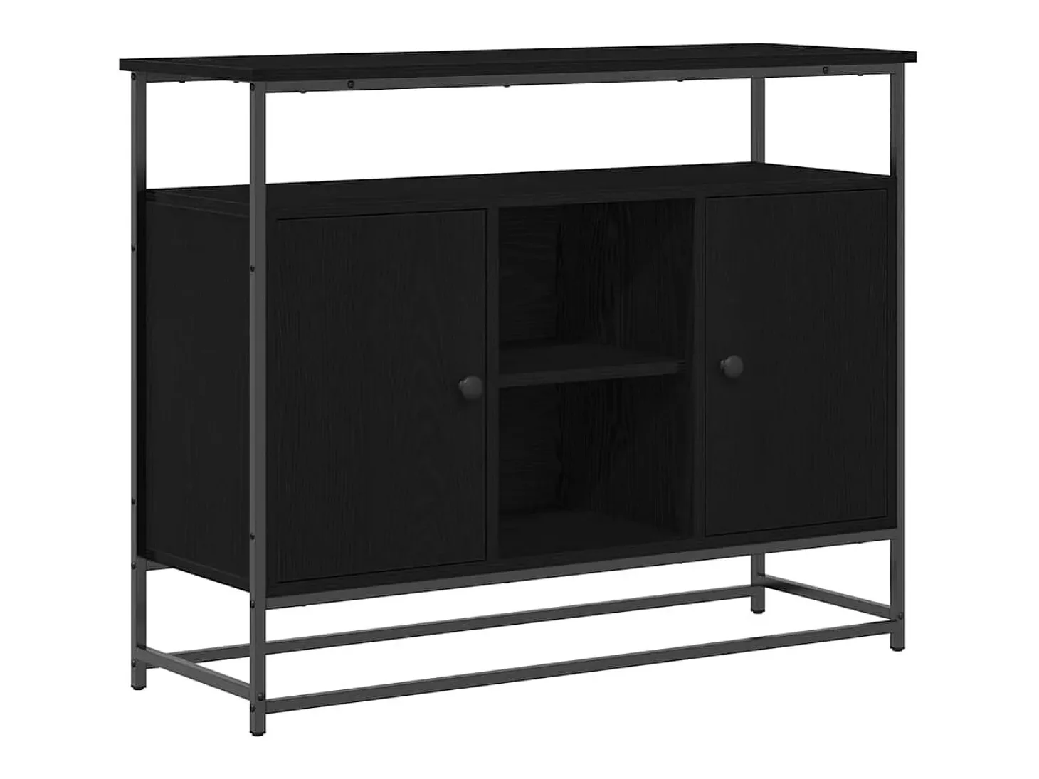 Aparador de madera negra 100x35x80 cm en madera de ingeniería y acero