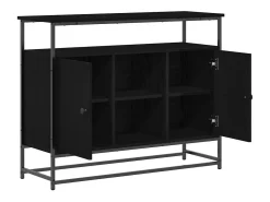 Aparador de madera negra 100x35x80 cm en madera de ingeniería y acero