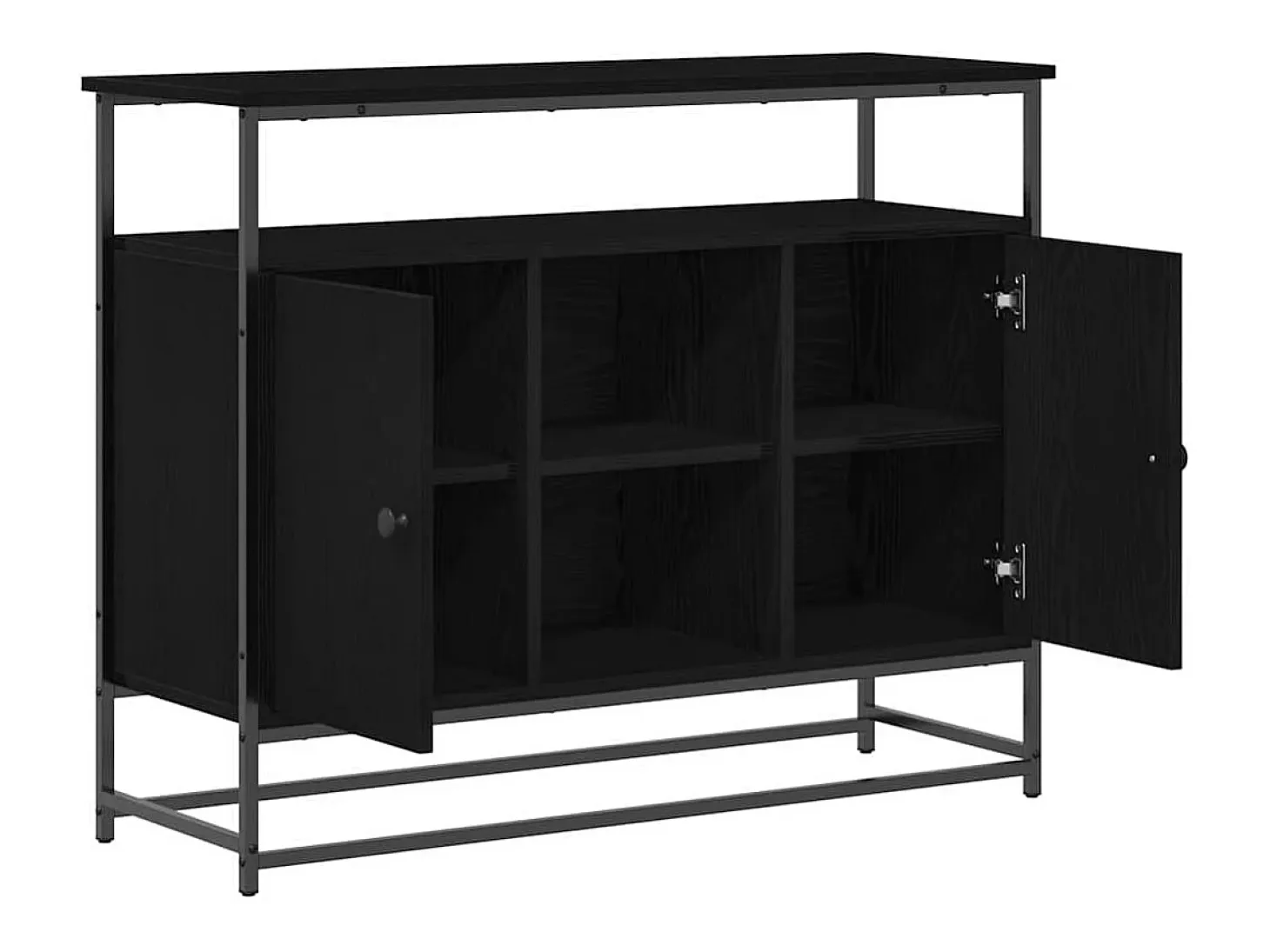 Aparador de madera negra 100x35x80 cm en madera de ingeniería y acero