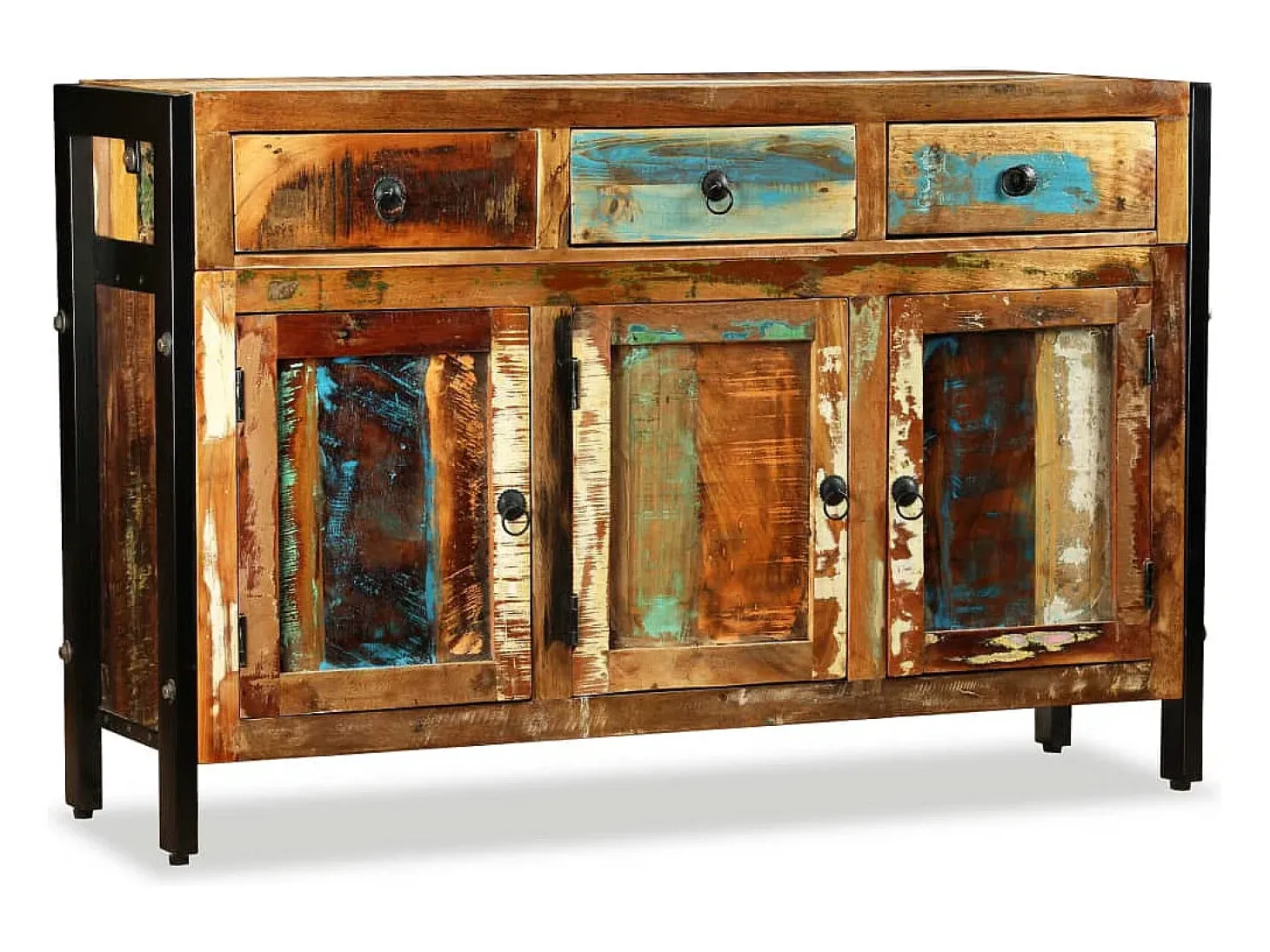 Aparador de madera reciclada maciza 120x35x76 cm