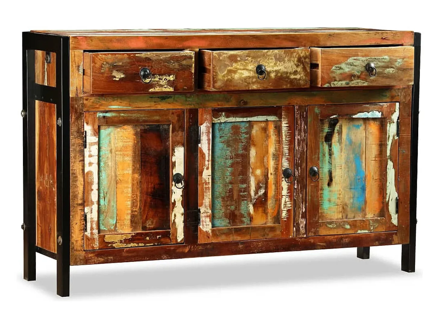 Aparador de madera reciclada maciza 120x35x76 cm