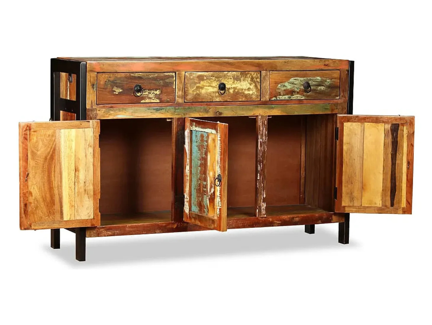 Aparador de madera reciclada maciza 120x35x76 cm