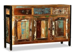 Aparador de madera reciclada maciza 120x35x76 cm