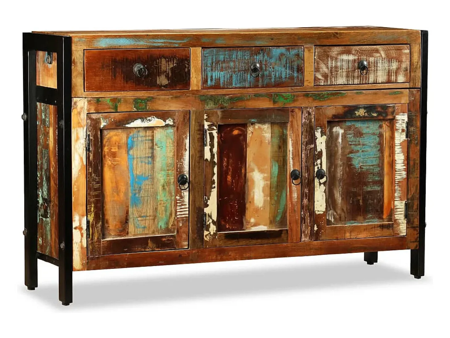 Aparador de madera reciclada maciza 120x35x76 cm