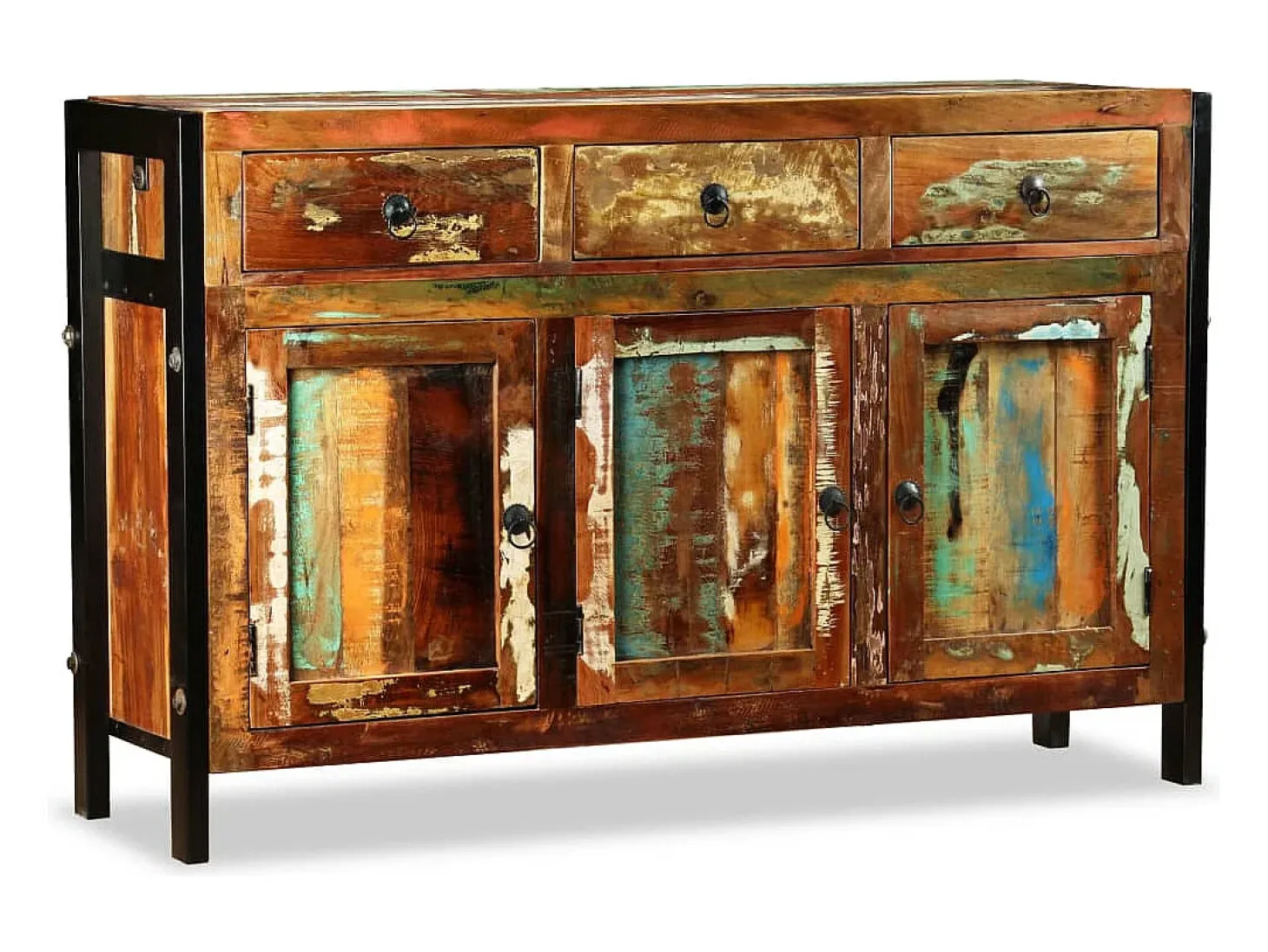 Aparador de madera reciclada maciza 120x35x76 cm