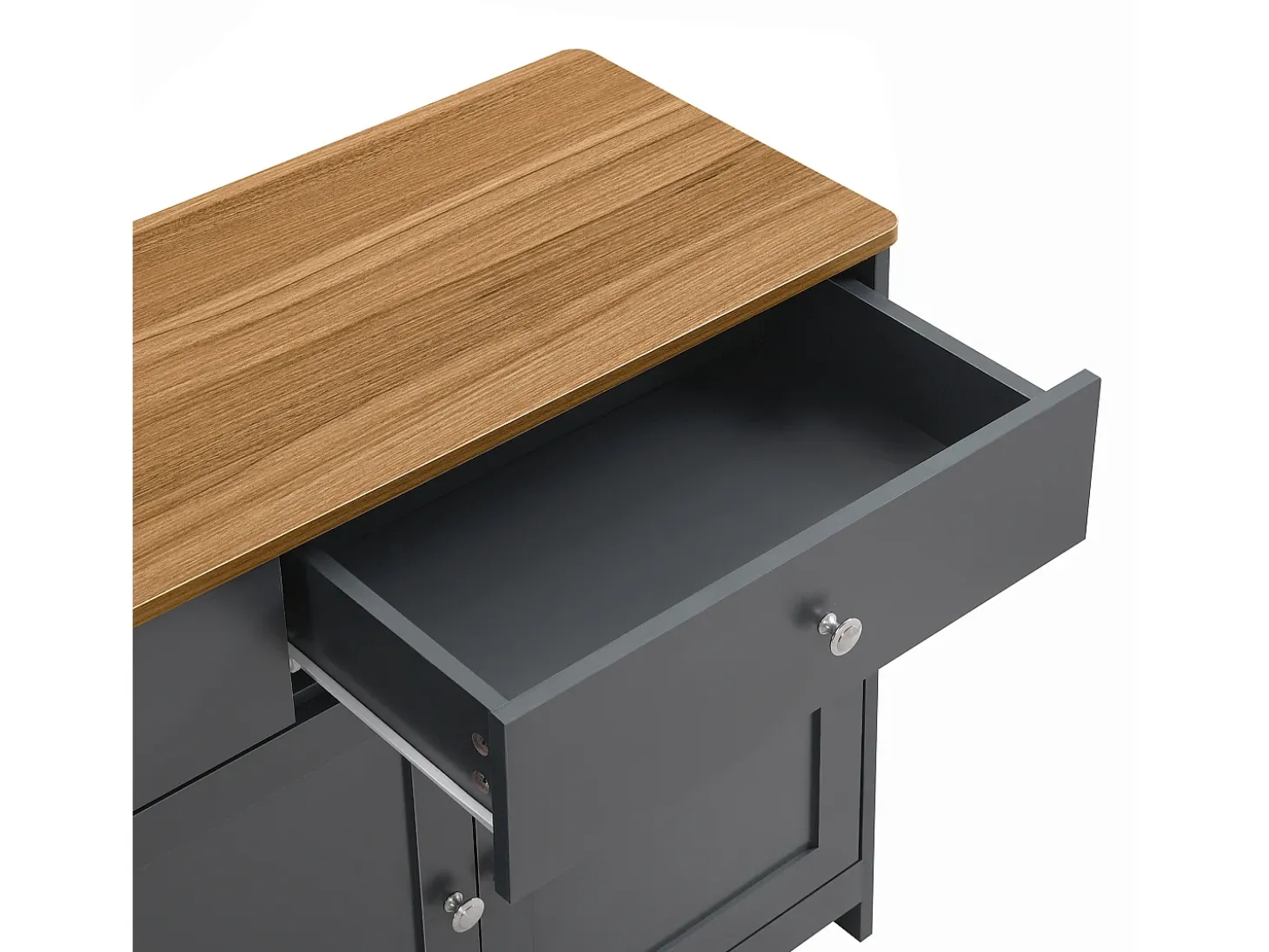 Aparador de madera veteada en gris-negro con 4 puertas y 3 cajones - Madera MDF