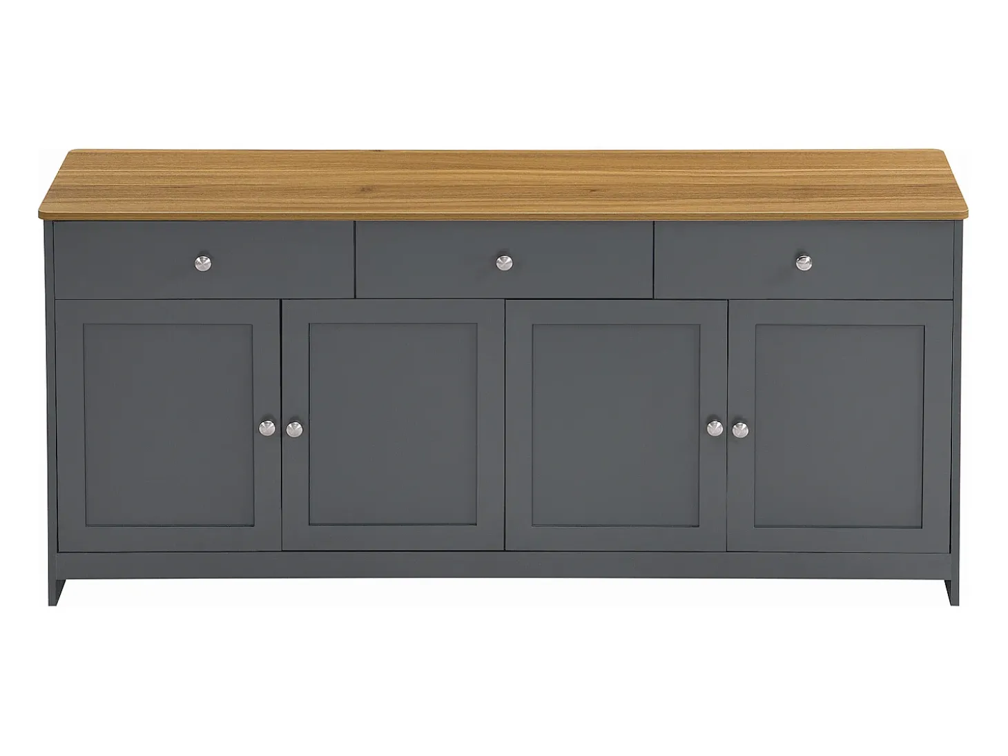 Aparador de madera veteada en gris-negro con 4 puertas y 3 cajones - Madera MDF
