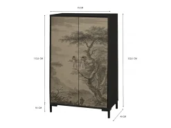 Aparador de MDF con 2 puertas decorativas con motivo en gris sepia vintage