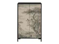 Aparador de MDF con 2 puertas decorativas con motivo en gris sepia vintage