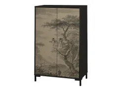 Aparador de MDF con 2 puertas decorativas con motivo en gris sepia vintage