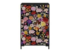 Aparador de MDF con 2 puertas, motivo decorativo Nero, flores multicolor