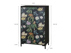 Aparador de MDF con 2 puertas decorativas con motivo floral negro