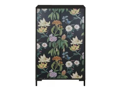Aparador de MDF con 2 puertas decorativas con motivo floral negro