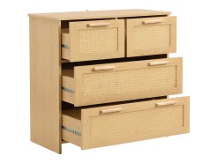 Aparador de ratán - 80 x 80 x 38 cm - con 4 cajones - versátil para salón, comedor, etc.