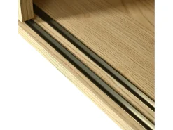 Aparador de ratán - Aparador de roble con 3 cajones y 3 puertas correderas - tiradores de metal - patas de madera