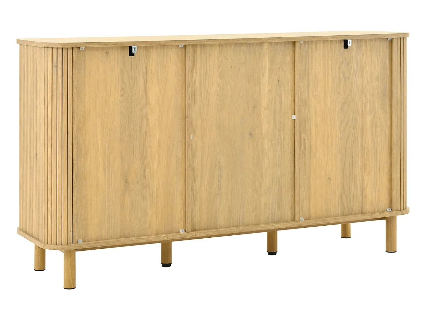 Aparador de ratán con cajones, con patas de metal imitación madera, diseño curvo, 140 x 40 x 80 cm
