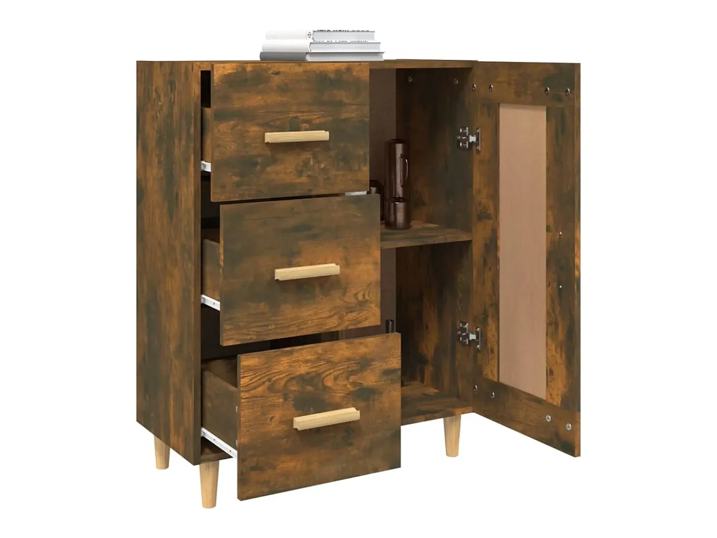 Aparador de roble ahumado 69,5x34x90 cm Madera de ingeniería