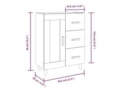 Aparador de roble ahumado 69,5x34x90 cm Madera de ingeniería