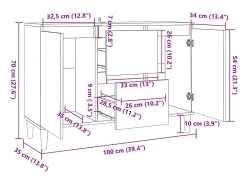 Aparador de roble ahumado 101x35x70 cm Madera de ingeniería