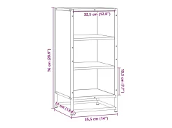 Aparador de roble ahumado 35,5x35x76 cm madera contrachapada y metal