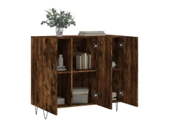 Aparador de roble ahumado 90x34x80 cm madera de ingeniería