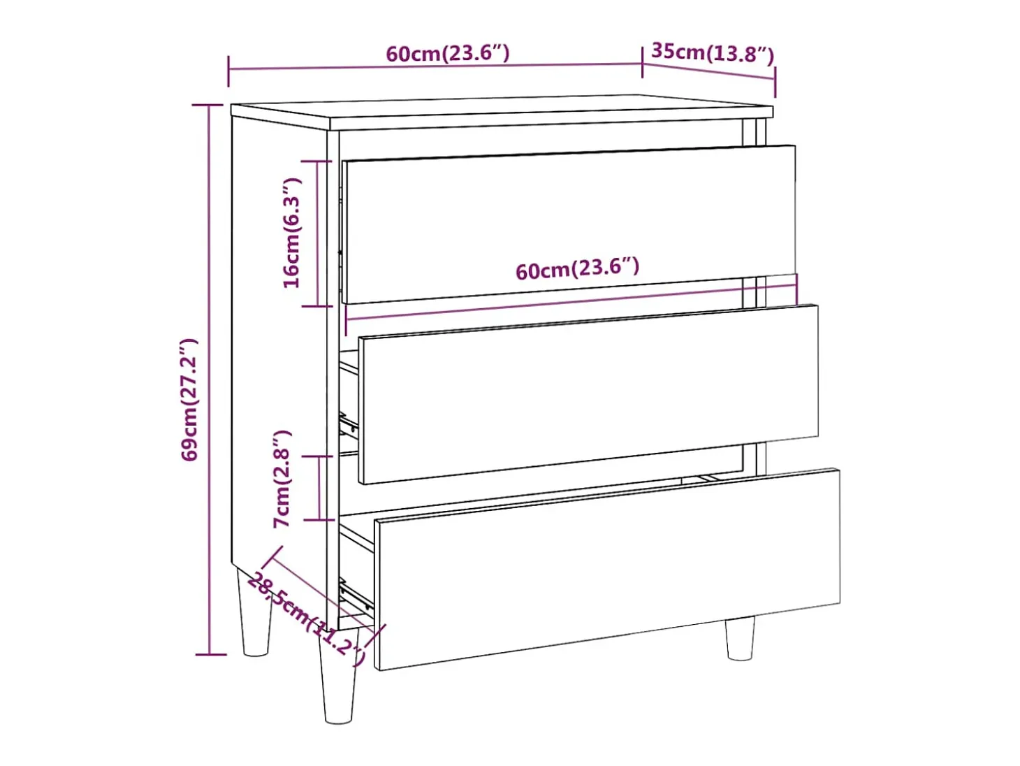 Aparador de roble ahumado 60x35x69 cm Madera de ingeniería