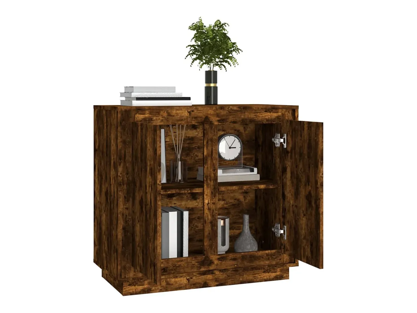 Aparador de roble ahumado 80x34x75 cm madera de ingeniería