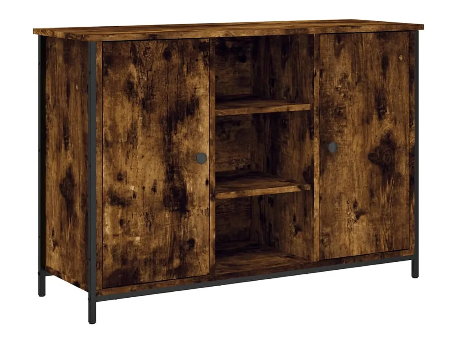 Aparador de roble ahumado 100x35x70 cm madera de ingeniería