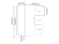 Aparador de roble ahumado 69,5x34x90 cm madera de ingeniería