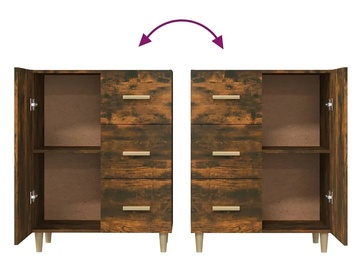 Aparador de roble ahumado 69,5x34x90 cm madera de ingeniería
