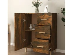 Aparador de roble ahumado 69,5x34x90 cm madera de ingeniería